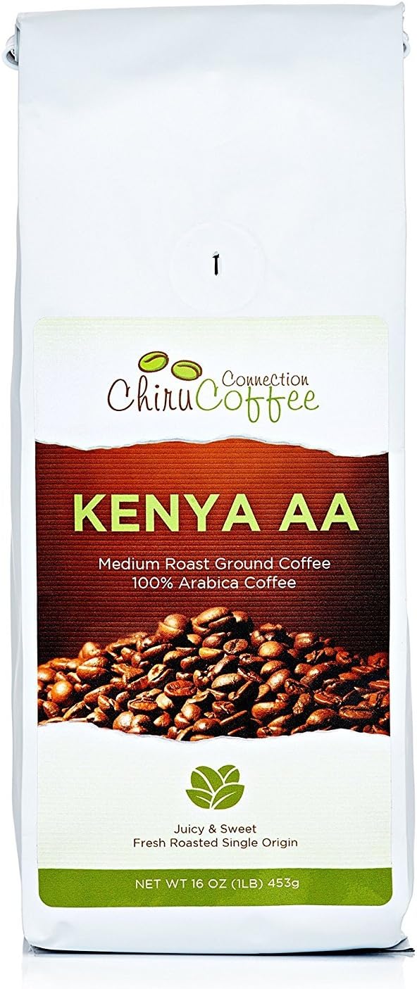 Chiru Coffee Connection Fresh Roasted Kenya's Finest AA Ground Coffee 100% Arabica 16 OZ (1LB)