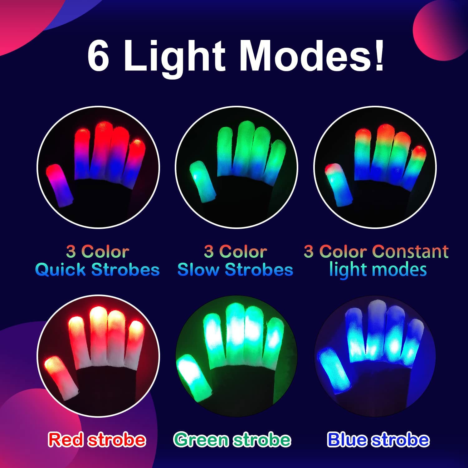 Shengruili Blitz Led Handschuhe,Leuchtende Handschuhe,LED Blinkende Handschuhe,LED Handschuhe Halloween,Led Handschuhe,für Halloween,Weihnacht,Raves Party und Clubs Spielzeug