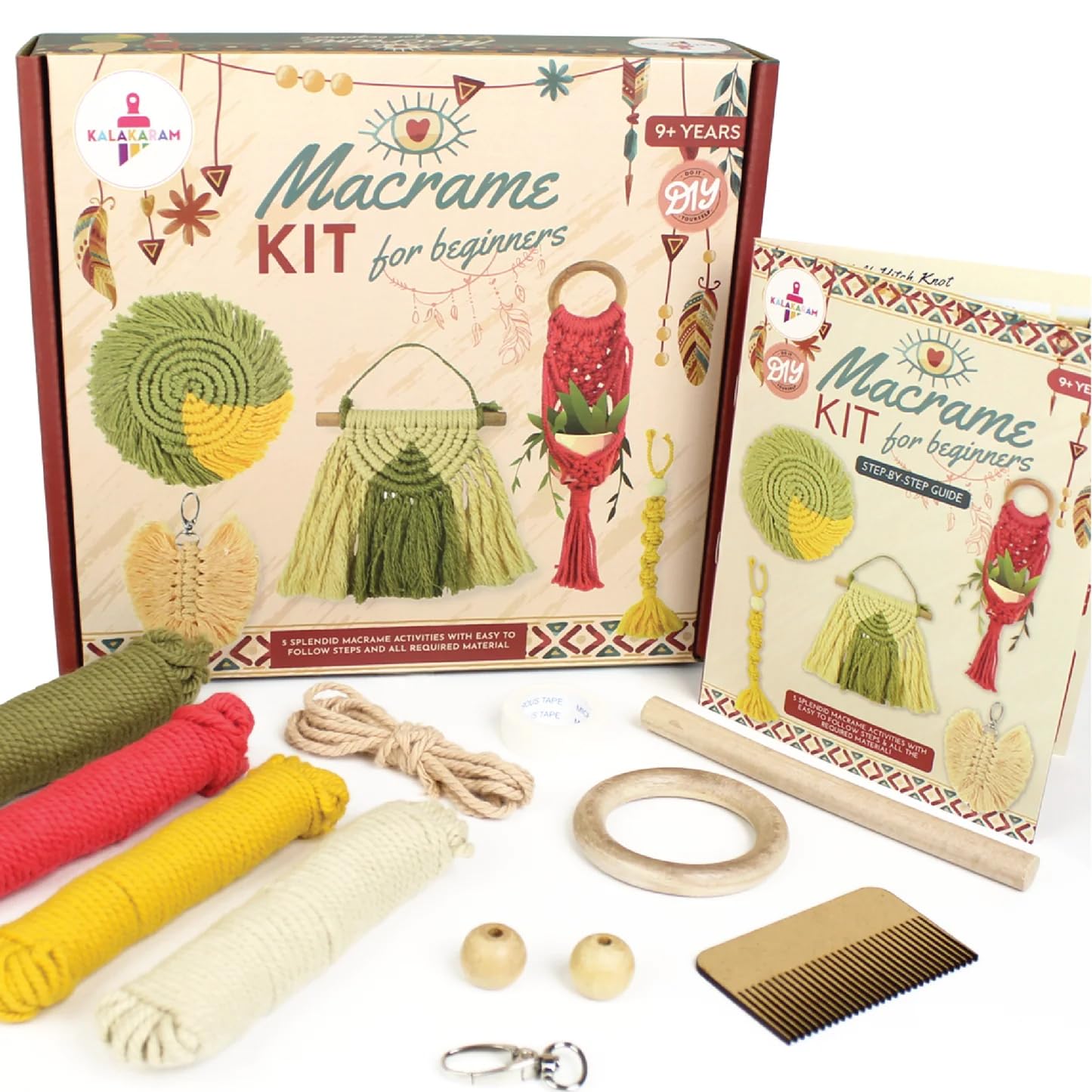 Kalakaram Macrame Kit for Beginners, Embroidery Kit, Art & Craft Kits, DIY Activity Kit, Birthday Gift for Girls, Boys, Adults, Kids Age 10, 11, 12, 13, 14, 15+ Years, Multicolor