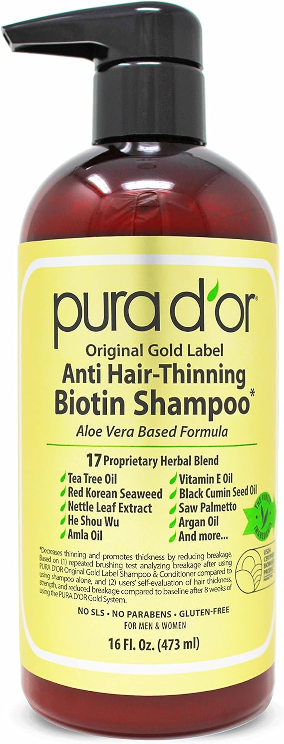 PURA D'OR Original Gold Label Biotin AntiThinning Shampoo Clinically