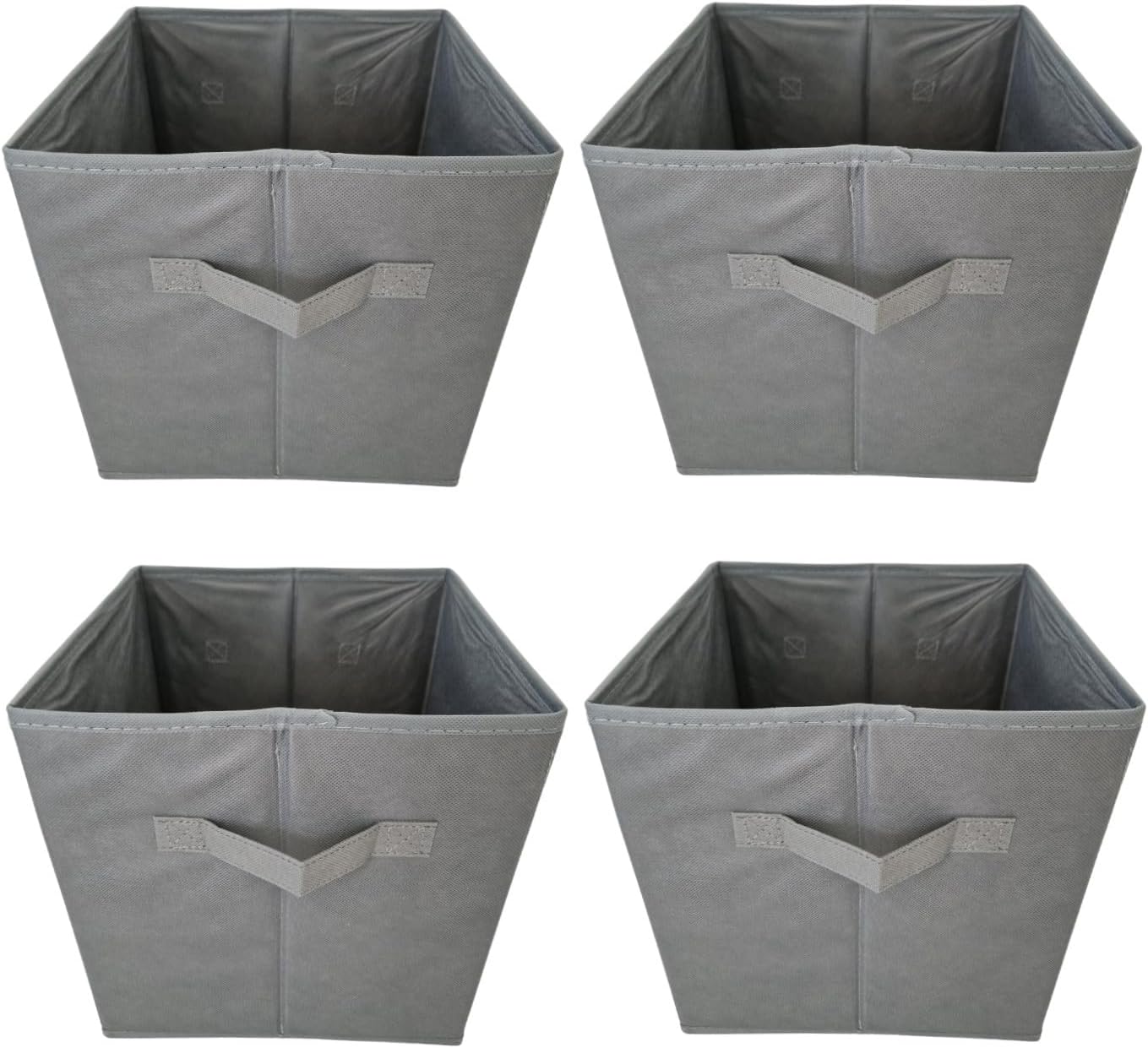 Aryllis Folding Storage Boxes, Grey, Pack of 4, Collapsible Fabric Storage Cubes 27cm x 27cm