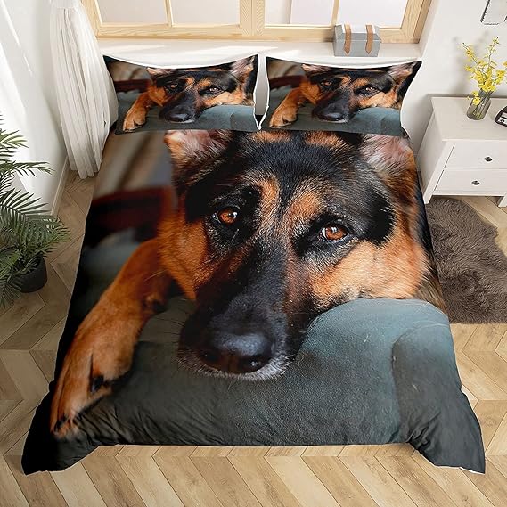German Shepherd Bedding Set 3D Animal Theme Duvet Cover Set for Kids