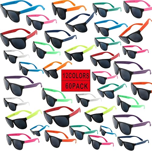 Miniatura 3 de 60 Pack Sunglasses Bulk for Party favors,12 Neon Sun Glasses with UV400 Protection,Great Gift for Pool &Beach Party,Birthday,Goody Bag