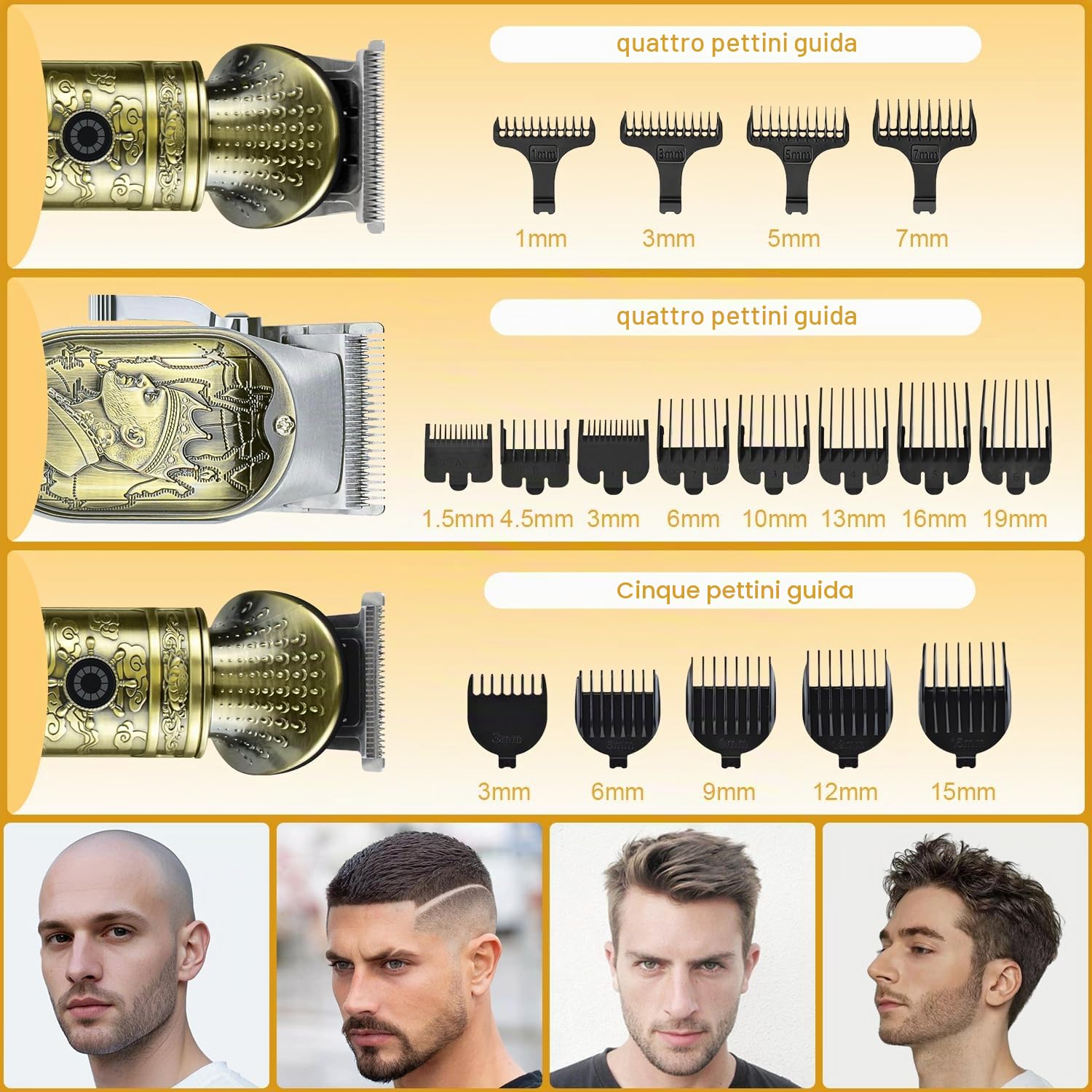 Tagliacapelli Uomo Professionale Rasoio Elettrico Barba Regolabarba Uomo Macchinetta Per Capelli Impermeabile Tagliapeli Tagliabarba Trimmer Regola Barba Professionale Con Display a LED