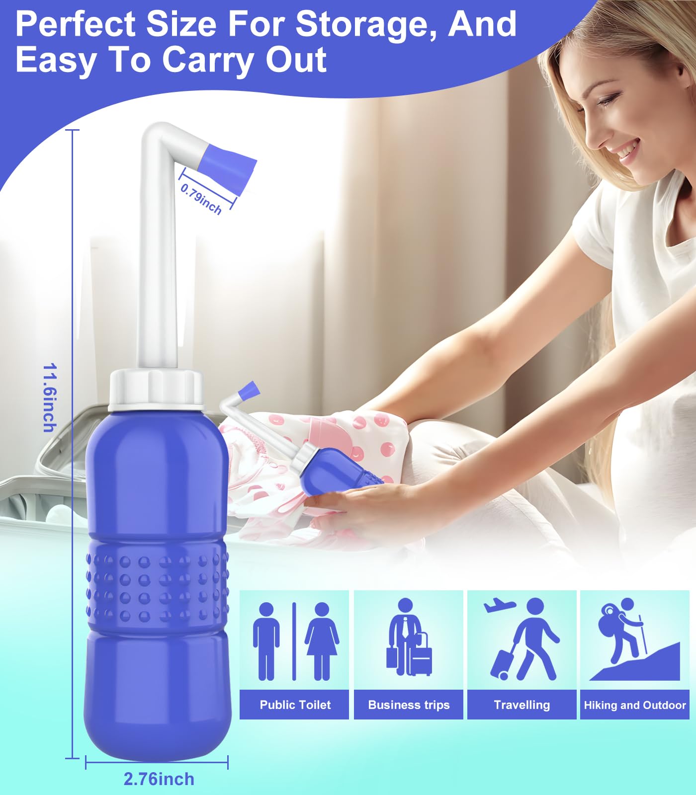 Enema Douche, Portable Travel Douche for Personal Hygiene Cleaning,15 Oz Douche Bottle for After Birth Care, Vaginal Cleaning, Recovery, Hospital Labor and Delivery Essentials-Blue