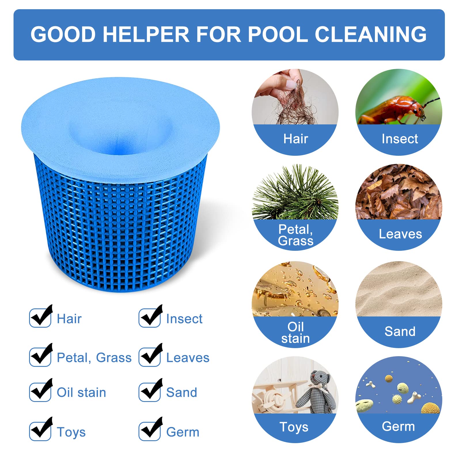 Pool Skimmer Socken 20 Stück – Ultrafeines Nylon, Wiederverwendbar, Für Skimmerkörbe – Fängt Blätter, Pollen & Haare Auf – Schützt Filteranlage & Pumpe