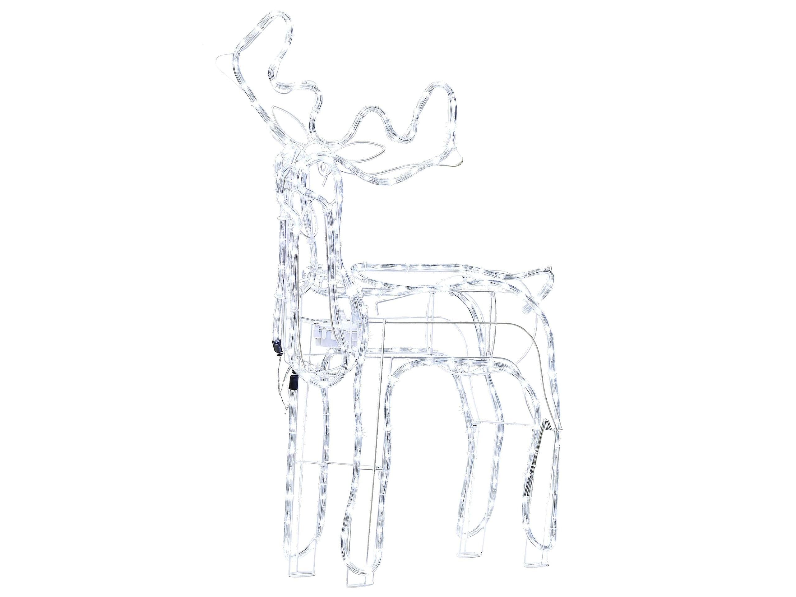 Beliani Outdoor Weihnachtsbeleuchtung LED Metall Rentier bewegbarer Kopf weiß Innnes