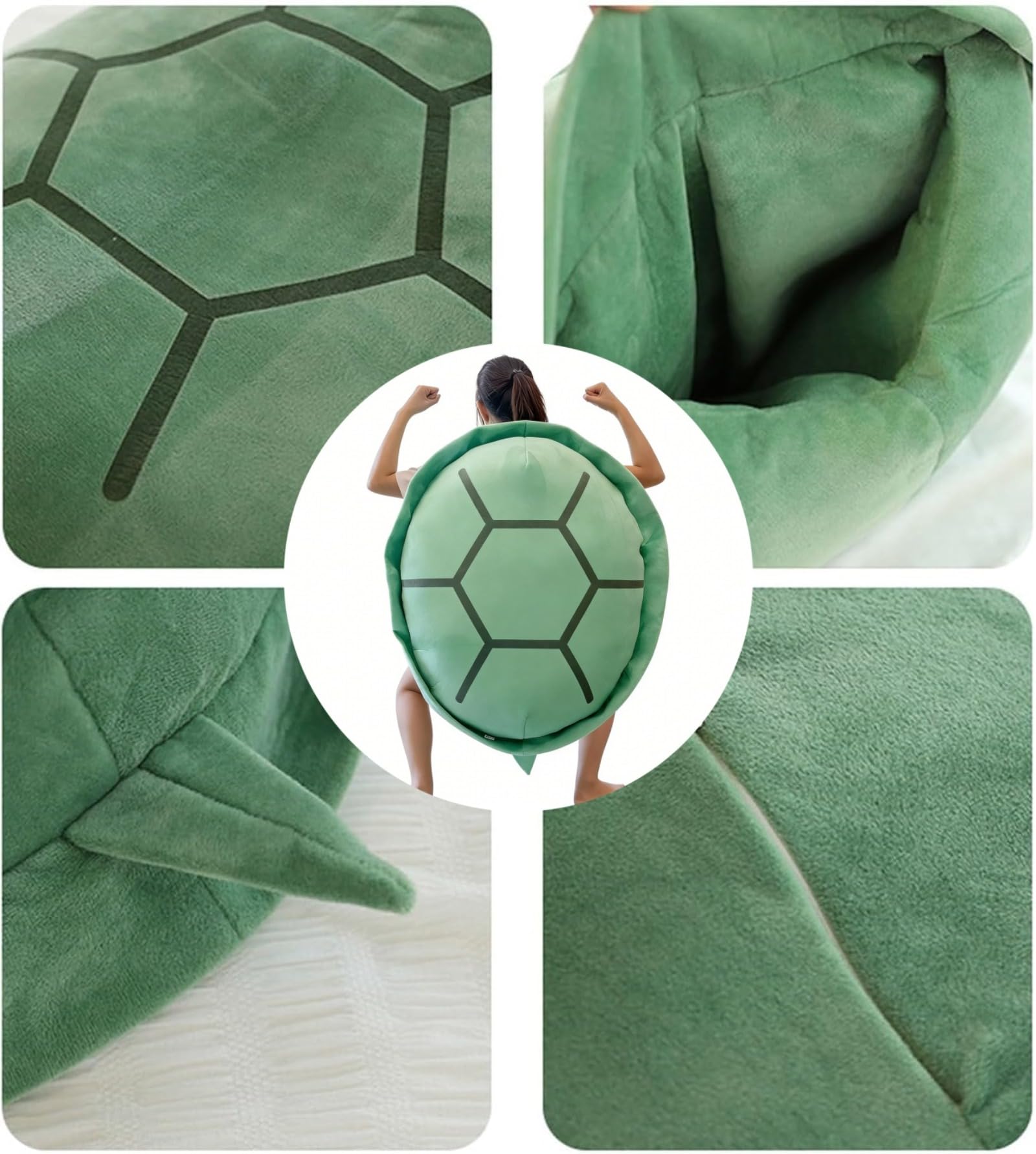 champracer Kawaii Schildkrötenkissen zum Anziehen, Tragbares Panzerkissen für Kinder und Erwachsene, lustiges Cosplay-Plüschkissen (Blau,100 cm)