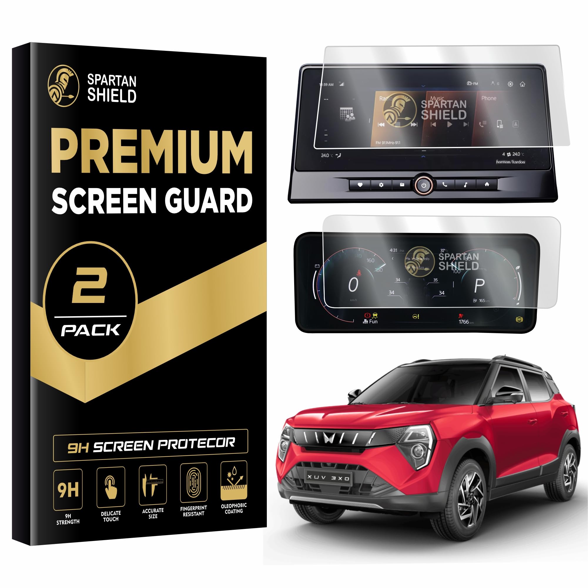 SPARTAN SHIELD Screen Guard COMBO for MAHINDRA XUV 3XO 2024 || 10.25 INCH INFOTAINMENT + INSTRUMENT CLUSTER Protector || XUV3XO MX2 MX2Pro MX3 MX3 Pro...