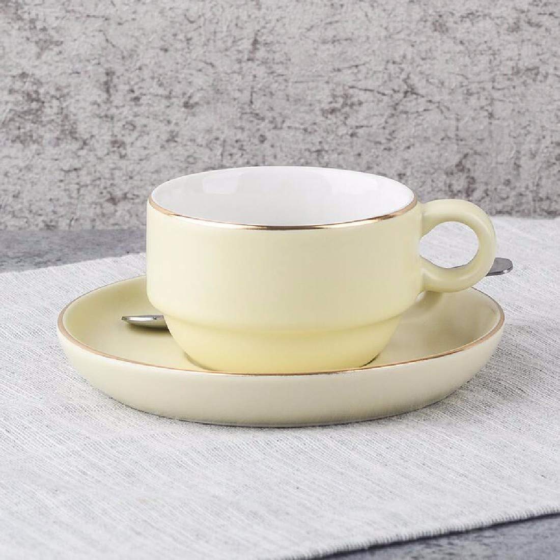 ZPSPZ Coffee Cups Handmade Ceramic Coffee Cups, Saucers, Cups, Saucers Spoons, Home Coffee Cups Set,D