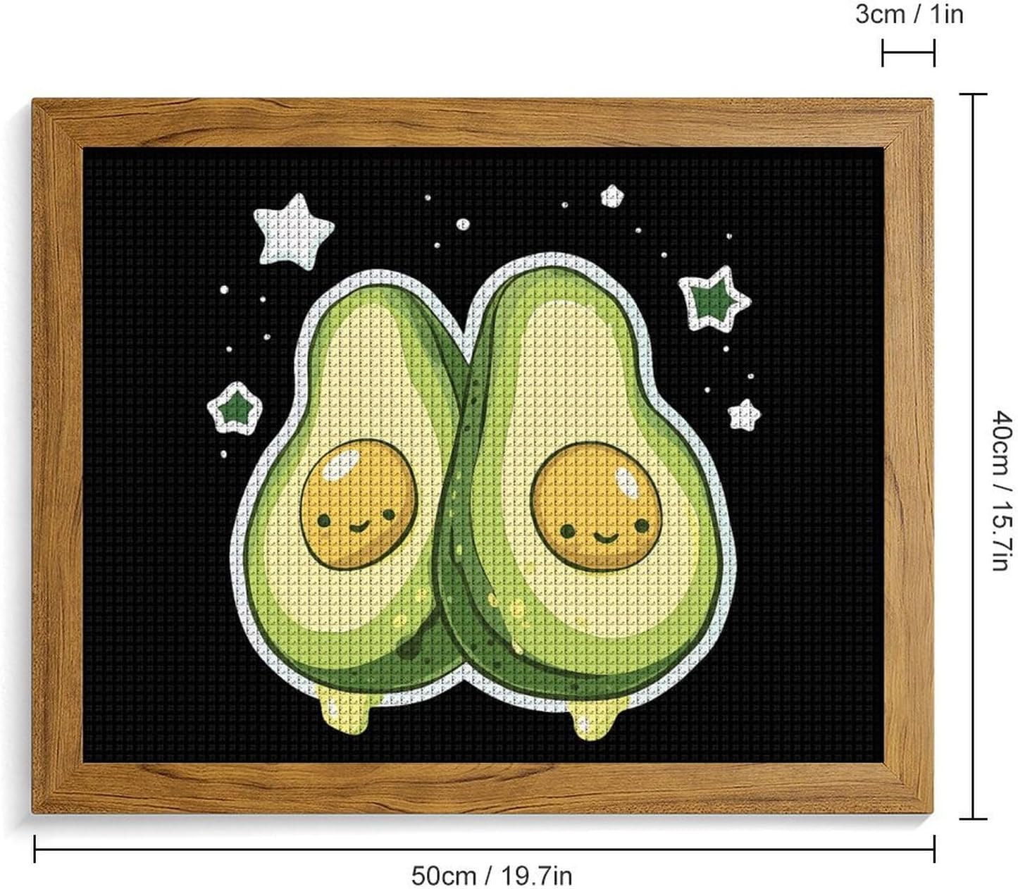 Cartoon Avocado Printed Diamond 5D Painting Kits DIY Full Drill Crafts for Home Wall Decor 16x20 Inch Yellow Wood 50 * 40cm