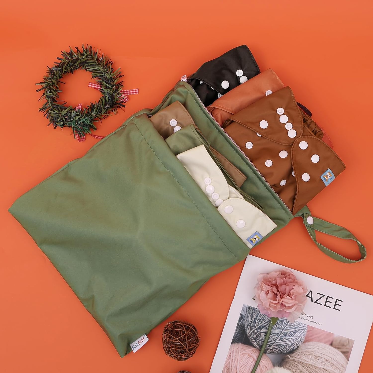 ALVABABY Cloth Diaper Covers (6pcs) & Wet/Dry Bag - Reusable Diaper Cover for Prefold, Flat or Fitted Inserts - Image 4