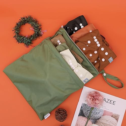 Miniatura 4 de ALVABABY Fundas de tela para pañales (6 unidades) y bolsa húmedaseca, funda de pañales reutilizable para insertos preplegados, planos o ajustados