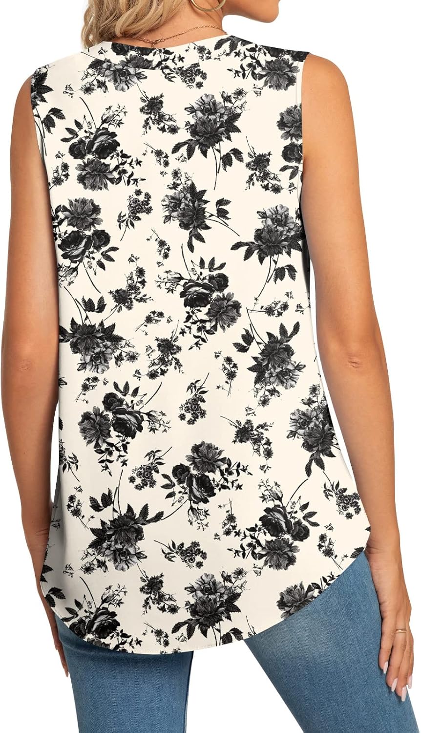 Anyhold Women's Chiffon Tank Tops Sleeveless V Neck Blouse Dressy Casual Tops Office Work Shirts - Image 4