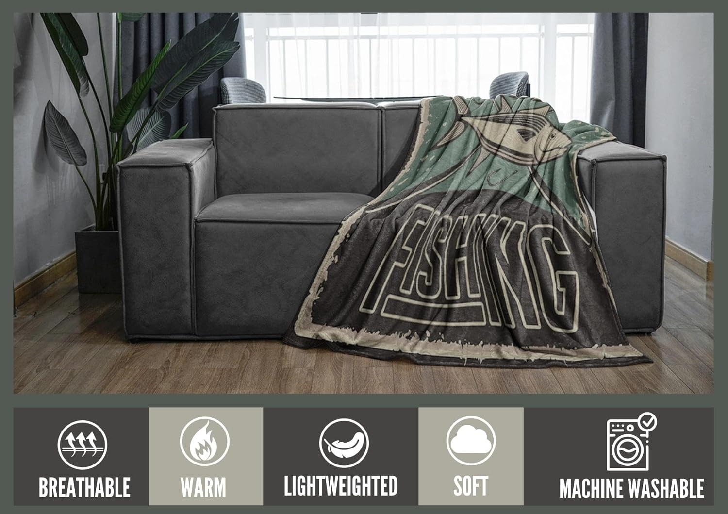 InnoBeta Fishing Gifts for Men Unique, Funny Fishing Gifts, 50x65 Inch Flannel Throw Blanket - Image 7