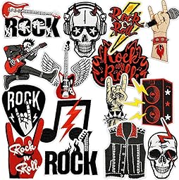 15 Stück Rock Punk Band zum Aufbügeln oder Aufnähen Patch Cartoon Black Music Stickerei Aufnäher Flicken Bügelbilder Aufnäher Patches für Kleidung Rucksäcke DIY Jacke Taschen Hosen Hüte Jeans