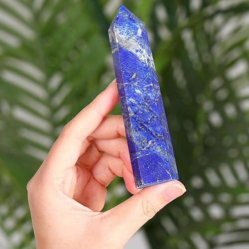 Miniatura 2 de ZHIYUXI Varitas de cristal curativo de lapislázuli de 3.7 a 4 pulgadas, torre de cristal hexagonal, piedra de cristal puntiagudo, cristales grandes,