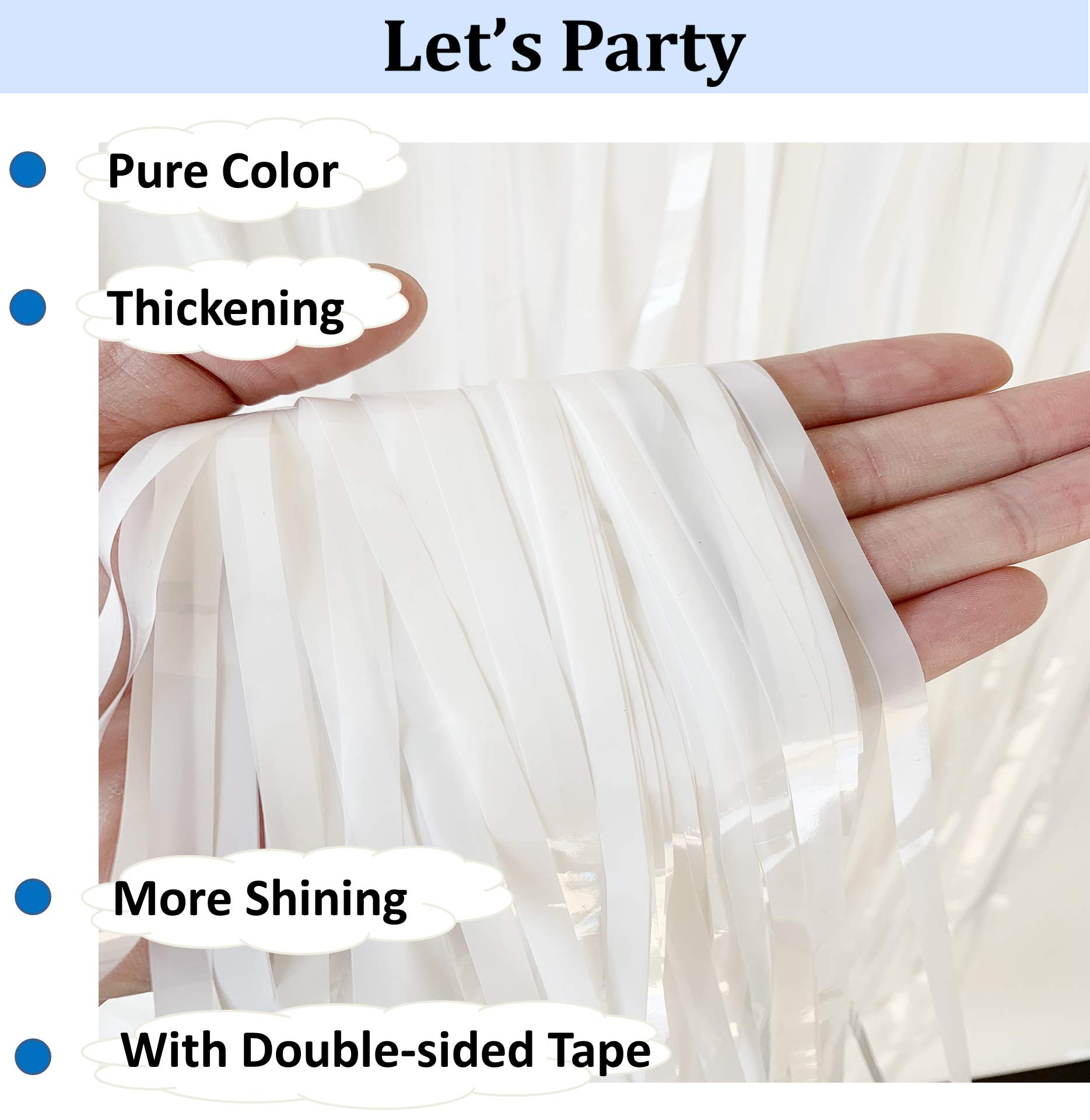 Vanujoy 3 Pack White Foil Fringe Backdrop Curtains Party Decoration - Tinsel Party Door Fringe Curtain Backdrop for Birthday Bachelorette Party Engagement Bridal Shower Graduation Decoration cage