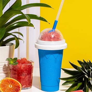REGNBUE Slushy Maker Cup | Quick Frozen Magic Squeeze, For Juice Milk Yogurt Ice Cream, DIY Smoothie Cooling Cup, With Lid & Straw