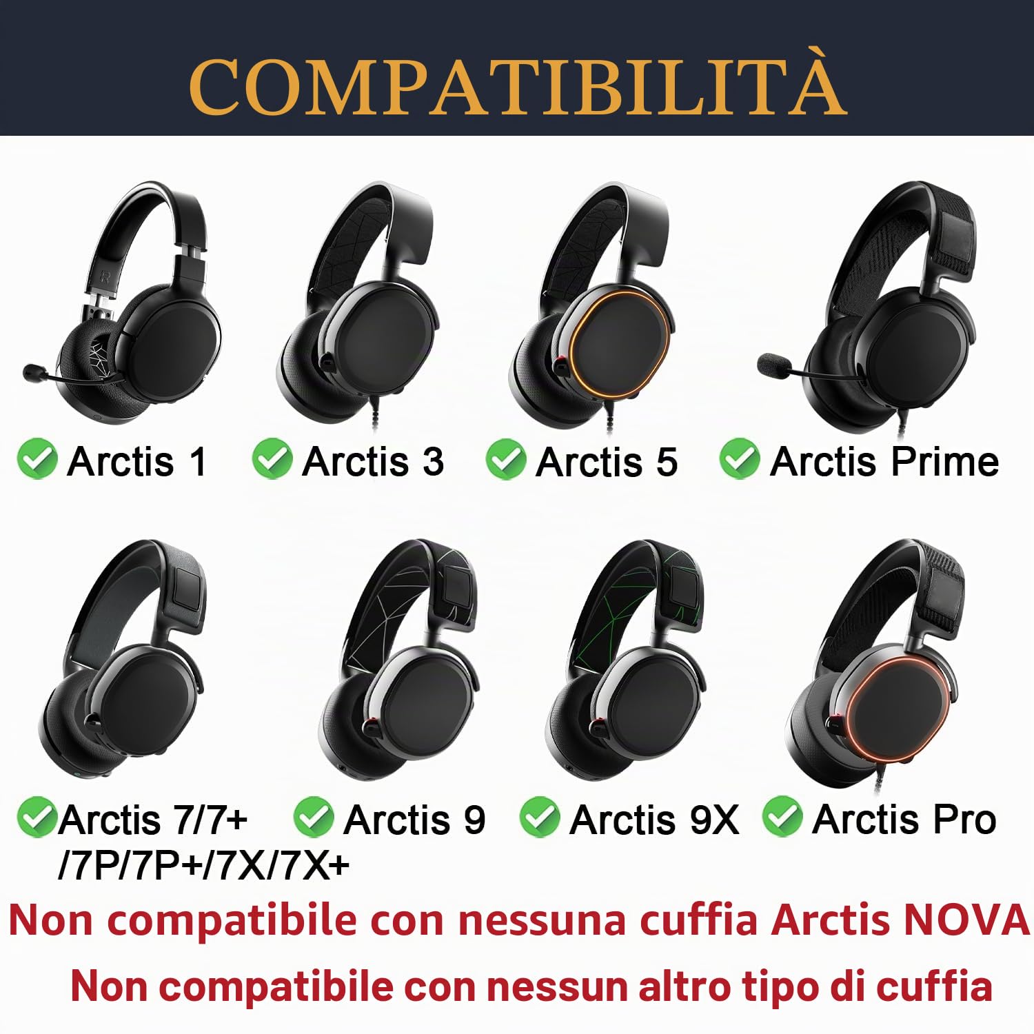 SOULWIT Cuscinetti Auricolari di Ricambio per SteelSeries Arctis 1/3/5/Arctis 7/7+/7P/7P+/7X/7X+/9/9X/Pro/Prime(Do Not Fit Any Arctis Nova) Cuffie, Cuscinetti con Schiuma per Isolamento del Rumore