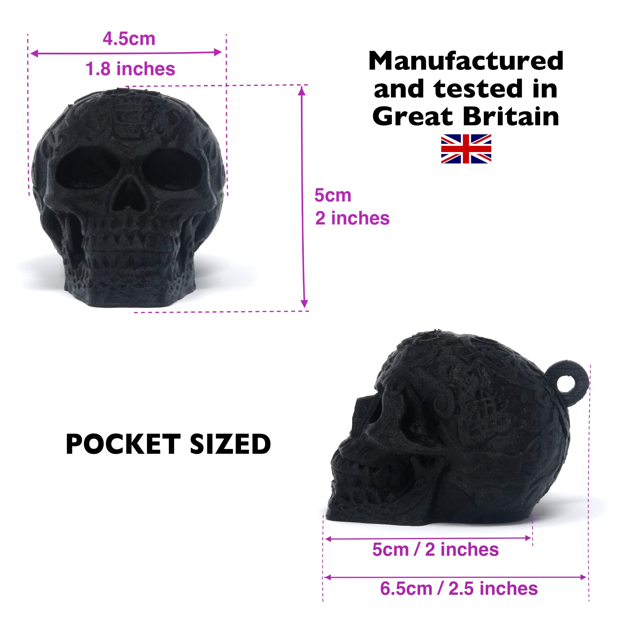 Bington London Screaming Aztec Death Whistle Skull in a Black