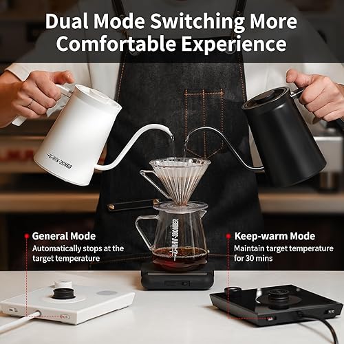 Miniatura 3 de MHW-3BOMBER Hervidor eléctrico de cuello de cisne, hervidor de café profesional, tetera con control preciso de temperatura, pantalla LED, apagado