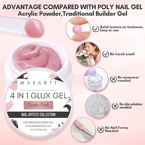 Miniatura 5 de Makartt Arte de uñas de gel 3D Constructor de gel sólido de 0.5 fl oz, no pegajoso para extensión de uñas esculpientes 3D, pegamento UV para puntas