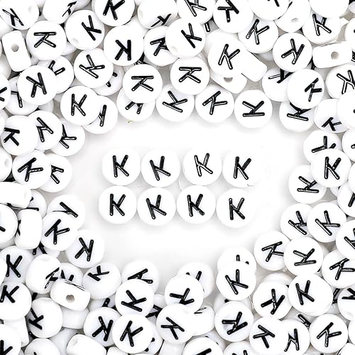 Miniatura 1 de 500 cuentas de letras en U, cuentas del alfabeto, cuentas de letras vocales para hacer joyas, cuentas Kandi, cuentas redondas de letras para hacer