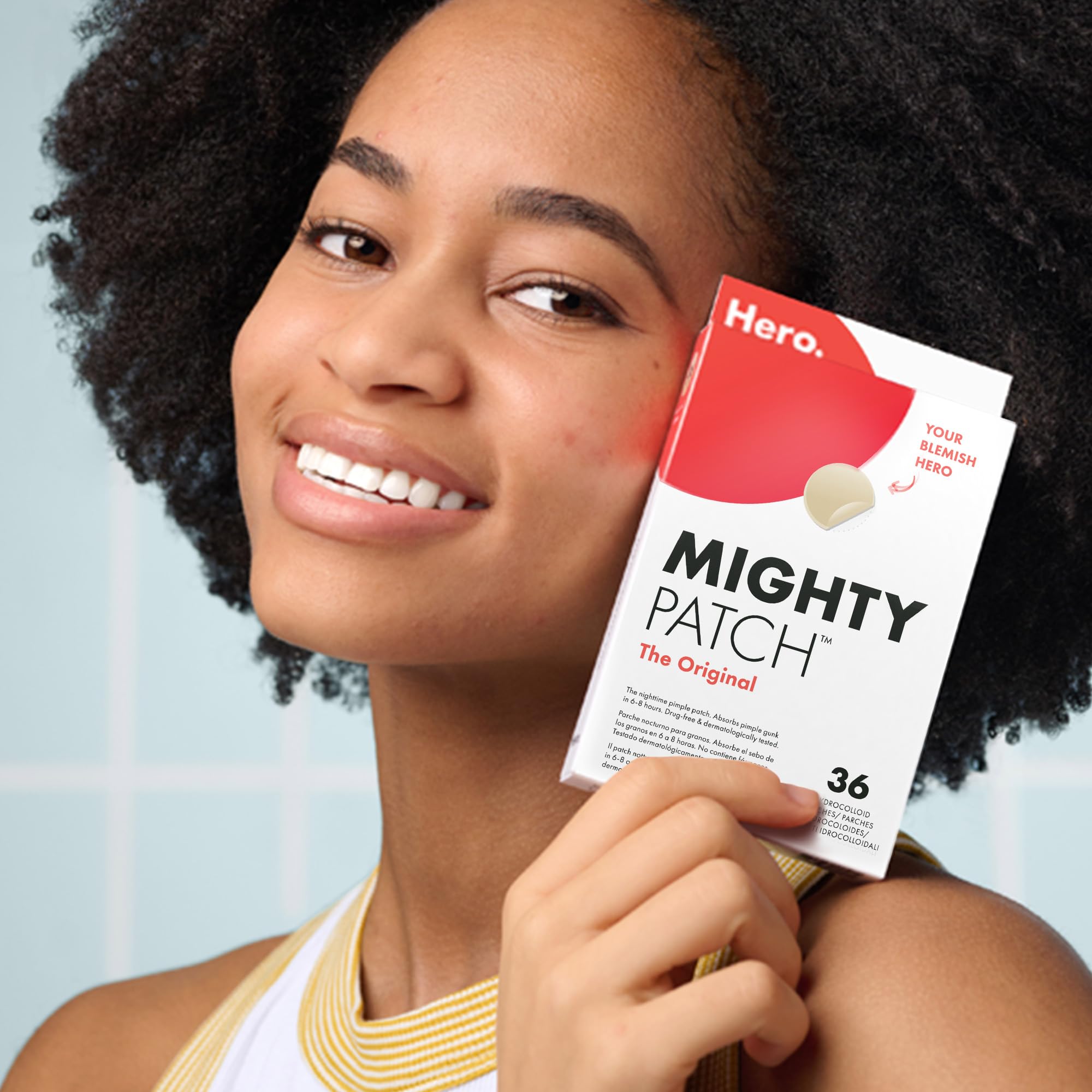 Hero Mighty Patch The Original. Il Patch notturno contro i Brufoli. Assorbe le Impurità in 6-8 ore. È testato dermatologicamente. 36 cerotti idrocolloidali. Dispositivo medico