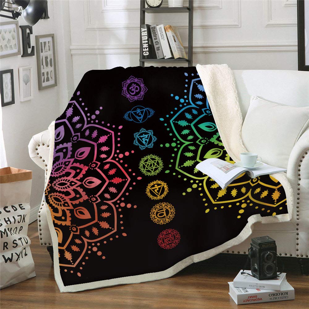 Couverture Sherpa Tai Chi Chinois 150x200 cm en peluche épaisse et douce pour lit