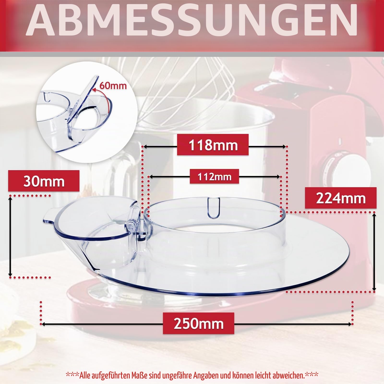 SPARES2GO Spritzschutz für Kenwood KMIX KMX75 KMX750 KMX754 KMX76 KMX760 KMX77 KMX770 Küchenmaschine