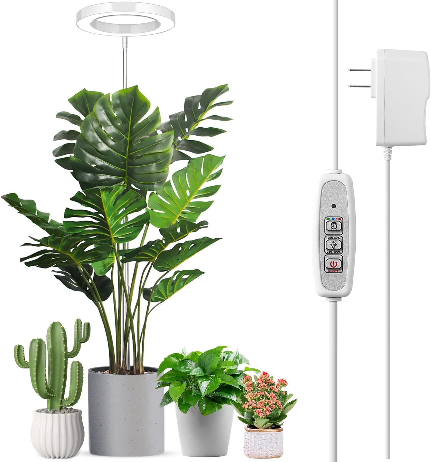 LORDEM Full Spectrum LED Grow Light, 72 LEDs, 4 Brightness Settings, Auto On/...