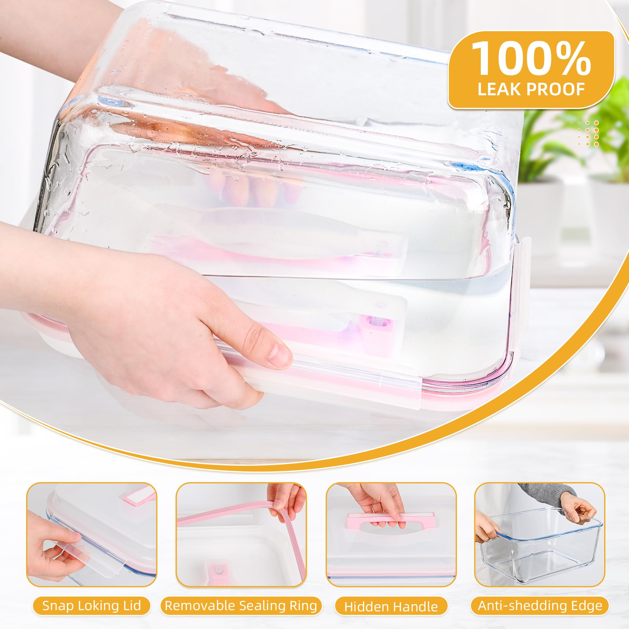 LOVYANXUE Caja de pan de vidrio hermética, contenedor de pan de 5,386.4 g/24 tazas grandes de vidrio con tapas, recipientes herméticos ideales para almacenamiento de alimentos, asar pavo/pollo
