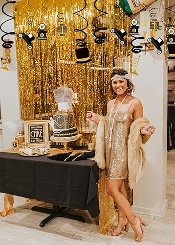 Miniatura 3 de LaVenty Roaring - Cartel con diseño de espiral de los años 20 para decoración de cumpleaños de 20 años