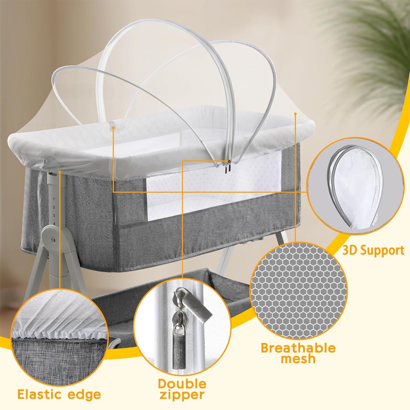 PZCC Moustiquaire Poussette, Moustiquaire Berceau Bebe, Moustiquaire Pliable pour BéBé, Respirant Protection Anti-Insectes, avec Fermeture Éclair, pour Berceau, Cododo, Voyage (Blanc, 55X100 cm)