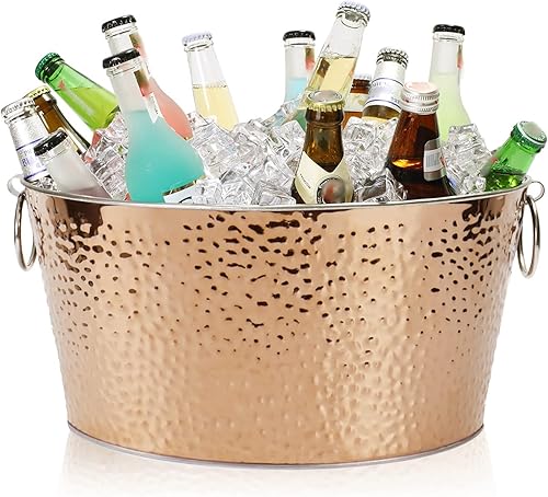 Bañera de bebidas de 12 L, cubo de champán de acero inoxidable, cubo de hielo grande con asas, cubo de bebida para fiestas, bar en casa