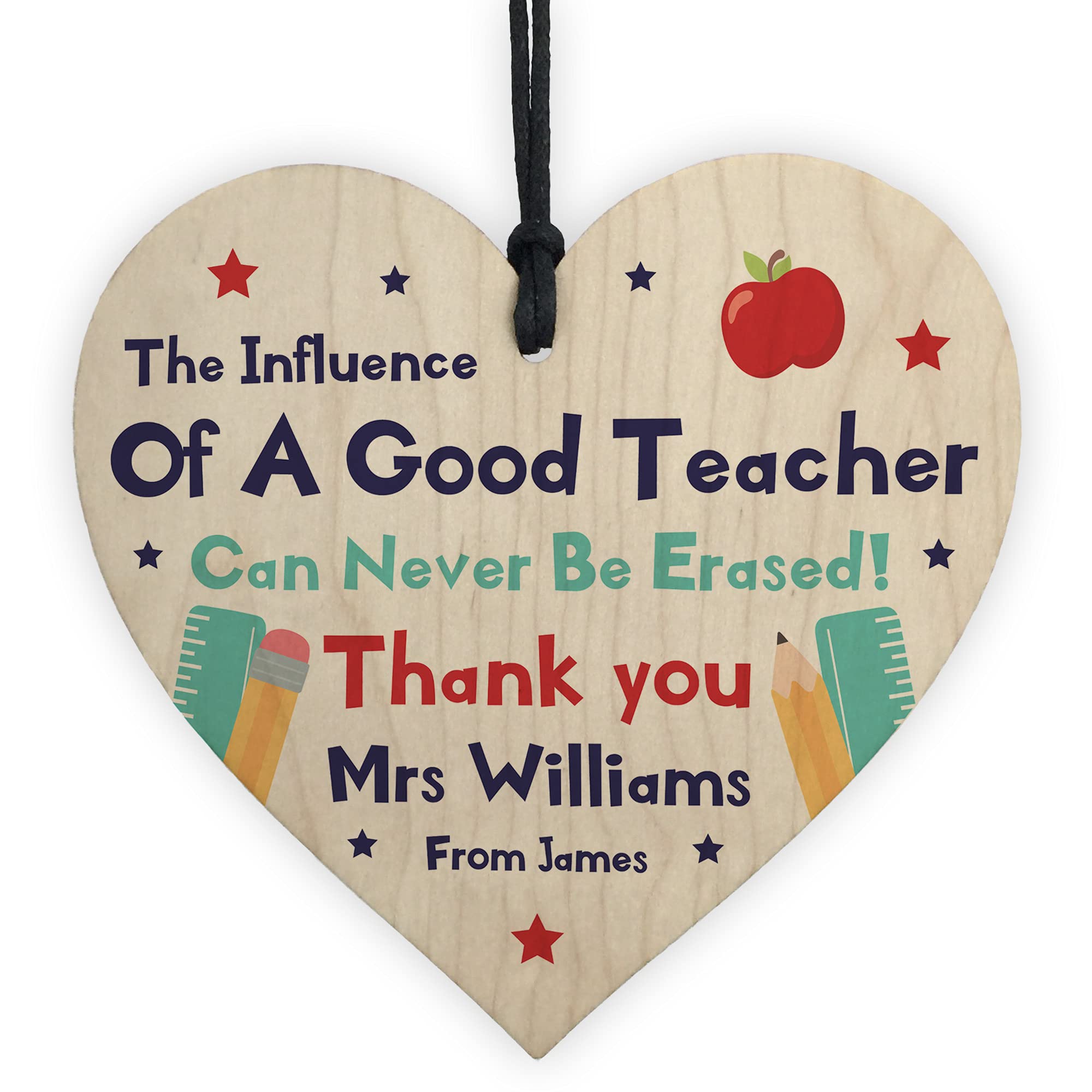 Personalised Teacher Gifts Wood Heart Cute Thank You Gift Friendship Gift Keepsake