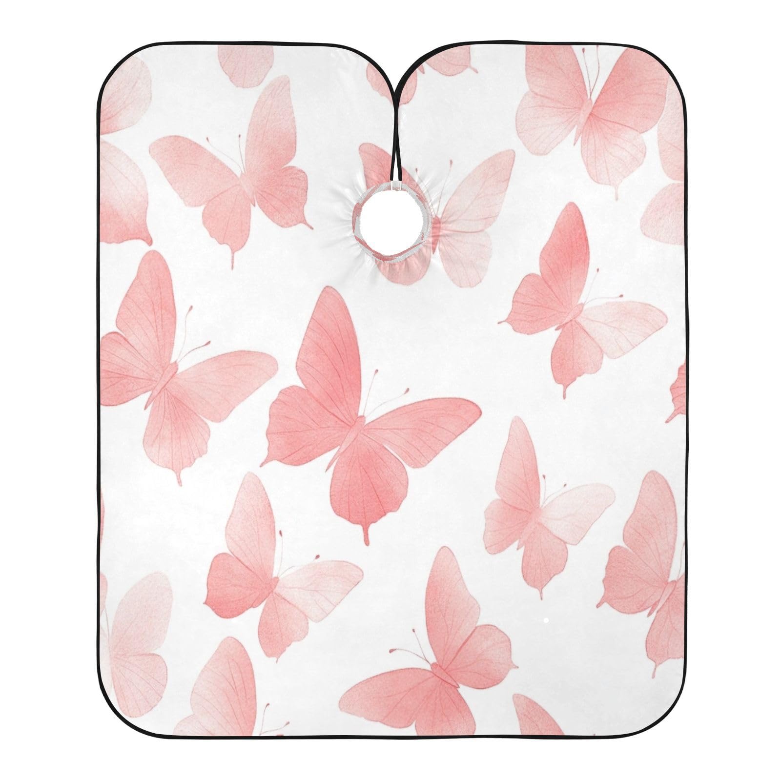 Kigai Hair Cutting Cape for Men & Women Pink Butterfly Waterproof Barber Cape Professional Hairdressing Salon Styling Cape with Adjustable Closure Snap