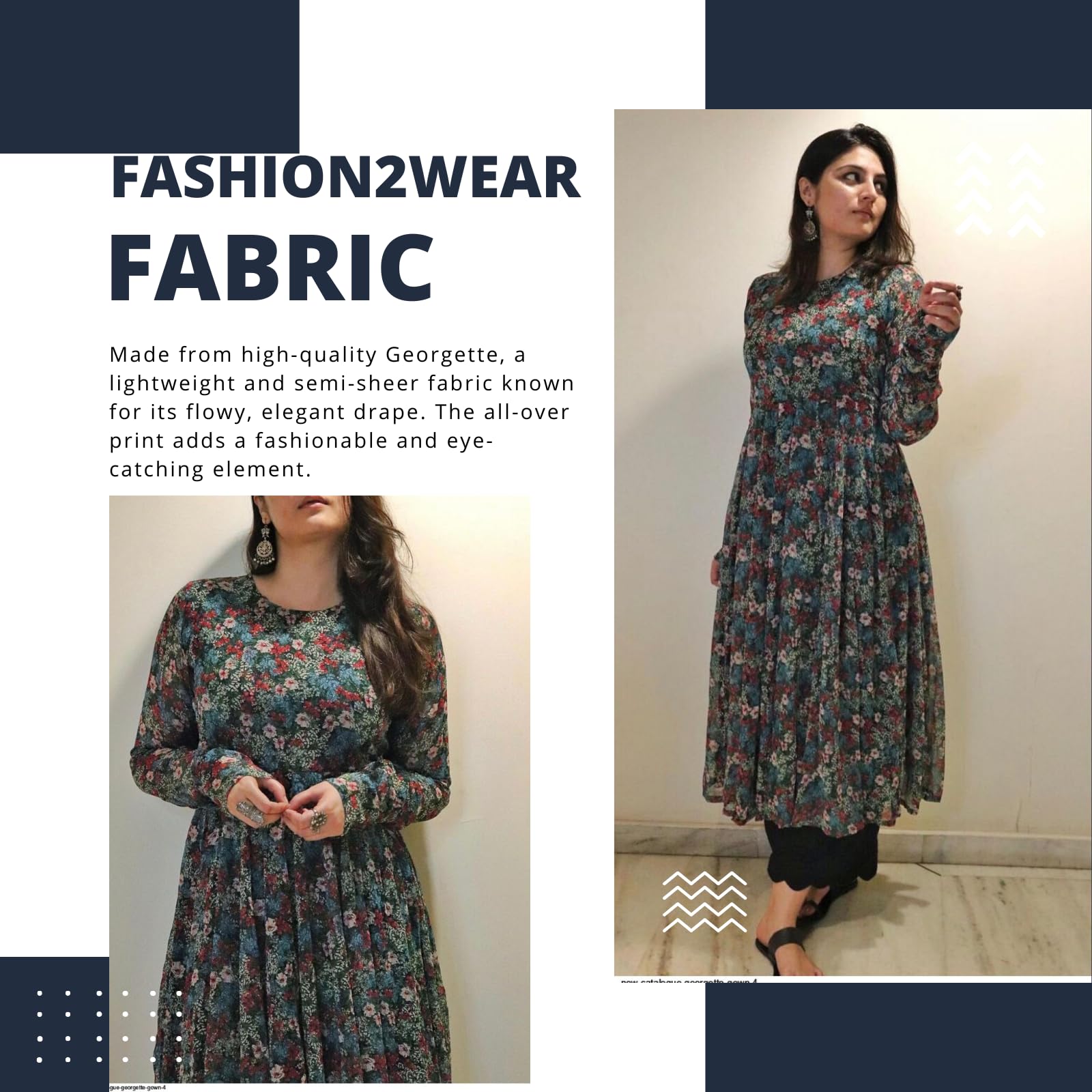 Fashion2wear Printed Georgette Stitched Anarkali Gown for Women (Green) 1