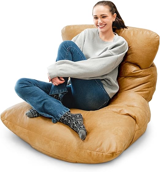Big Joe Roma Bean Bag Chair, Rustic Tan Vintage Suede, 3 feet