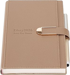 Akademischer Terminkalender 2026, Tag pro Seite, A5, Januar 2026-Dez. 2026, Tagesplaner, Terminplaner mit Stift, Hardcover Agenda, Planer mit Aufklebern, Innentasche, hochwertiges dickeres Papier