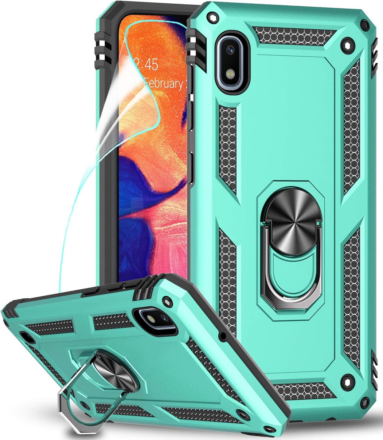 LeYi Compatible for Samsung Galaxy A10e Case (NOT FIT A10) with HD Screen Protector,Military-Grade Armor Full-Body Phone Cover Case with 360 Degree Rotating Kickstand for Samsung A10e, Mint