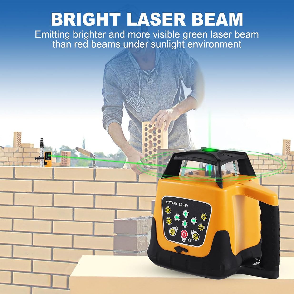 Zestaw Z Obrotową Poziomicą Laserową 360° Zasięg 500M Samopoziomujący Sprzęt Pomiarowy Do Zastosowań Zewnętrznych, Laser Krzyżowy 3D Do Zastosowań W Budownictwie I Wieszaniu Obrazów,GreenBeam
