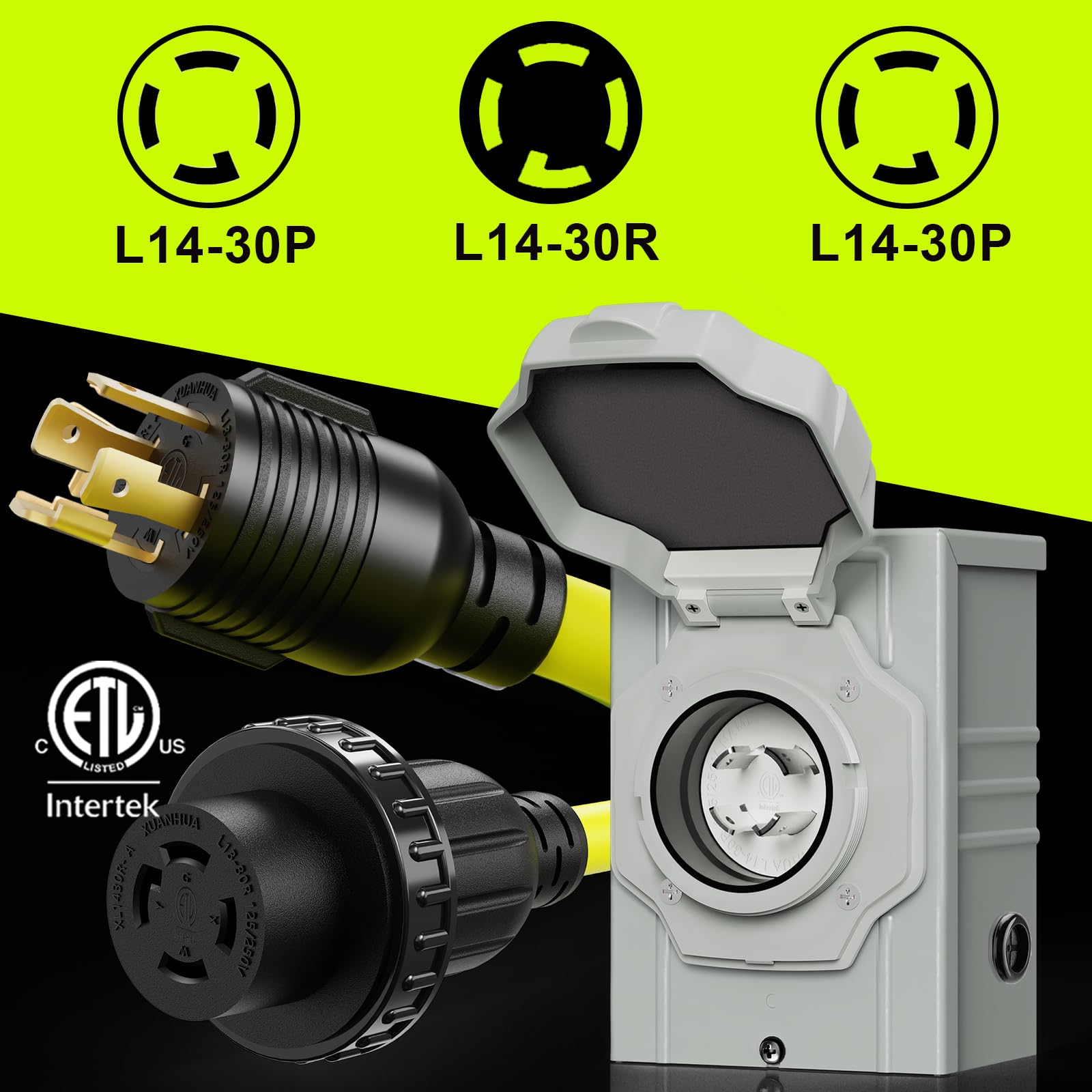 Amazon.com: Campzlly 30 Amp Generator Cord 15FT and Power Inlet
