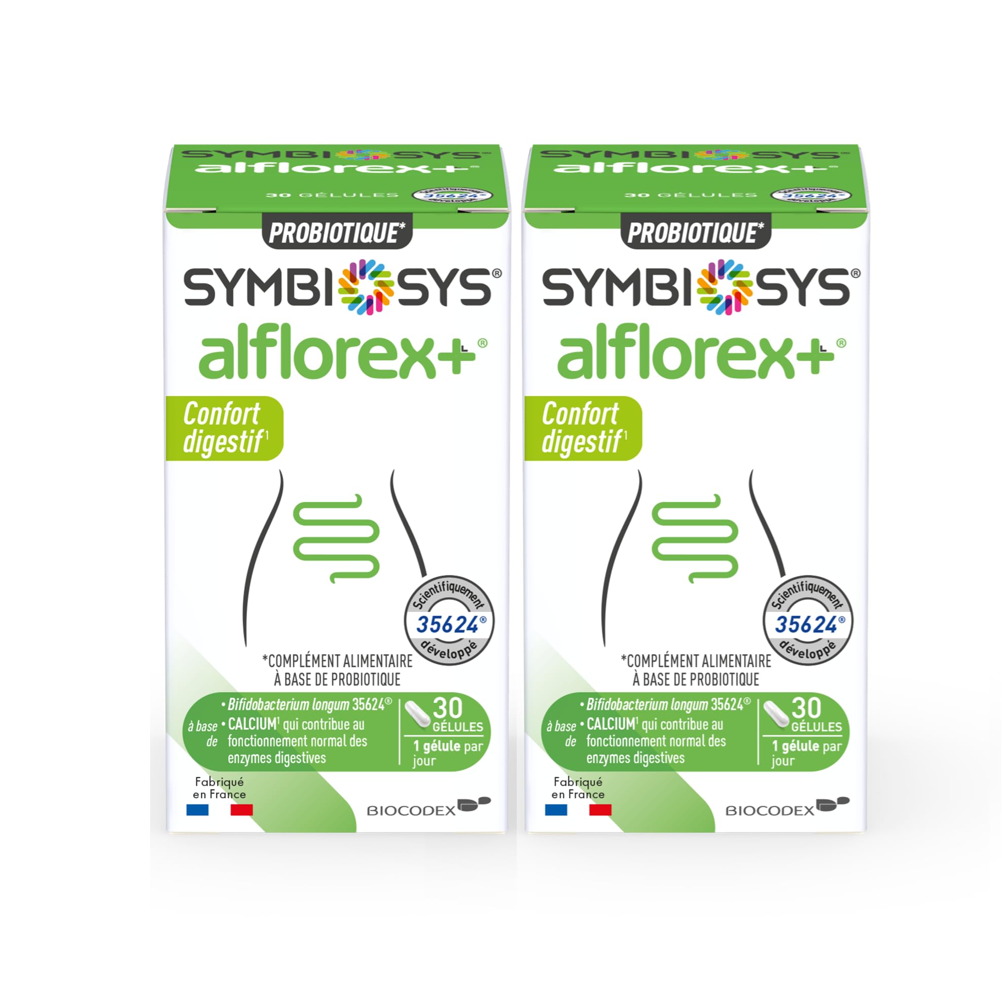SYMBIOSYS - Alflorex + - Confort Digestif - Complément Alimentaire - Lot de 2 boîtes de 30 gélules