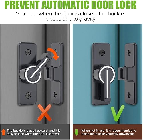 Miniatura 4 de Accesorios para cerradura de puerta de granero, cierre de puerta de seguridad resistente de 90 grados, cerradura de cerrojo de perno abatible,