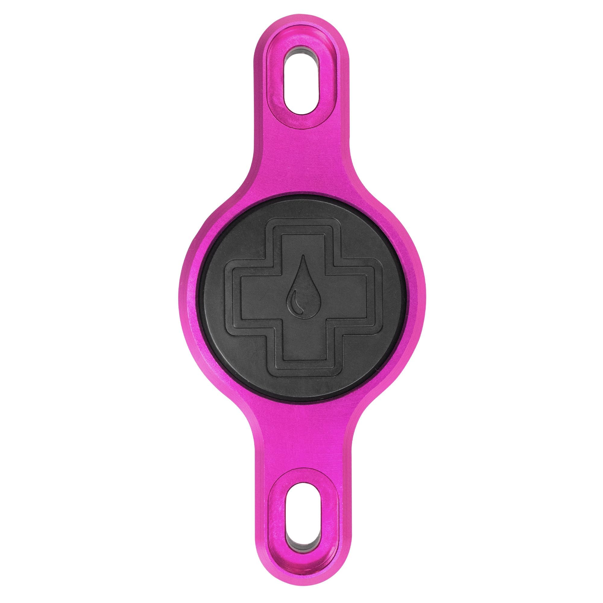 Muc Off Secure AirTag Holder - Machined Aluminium Mount Compatiable with Apple AirTag - Fits Standard Bottle Cage - Anti-Theft Security Bolts - Reduces Tracker Rattle - Pink