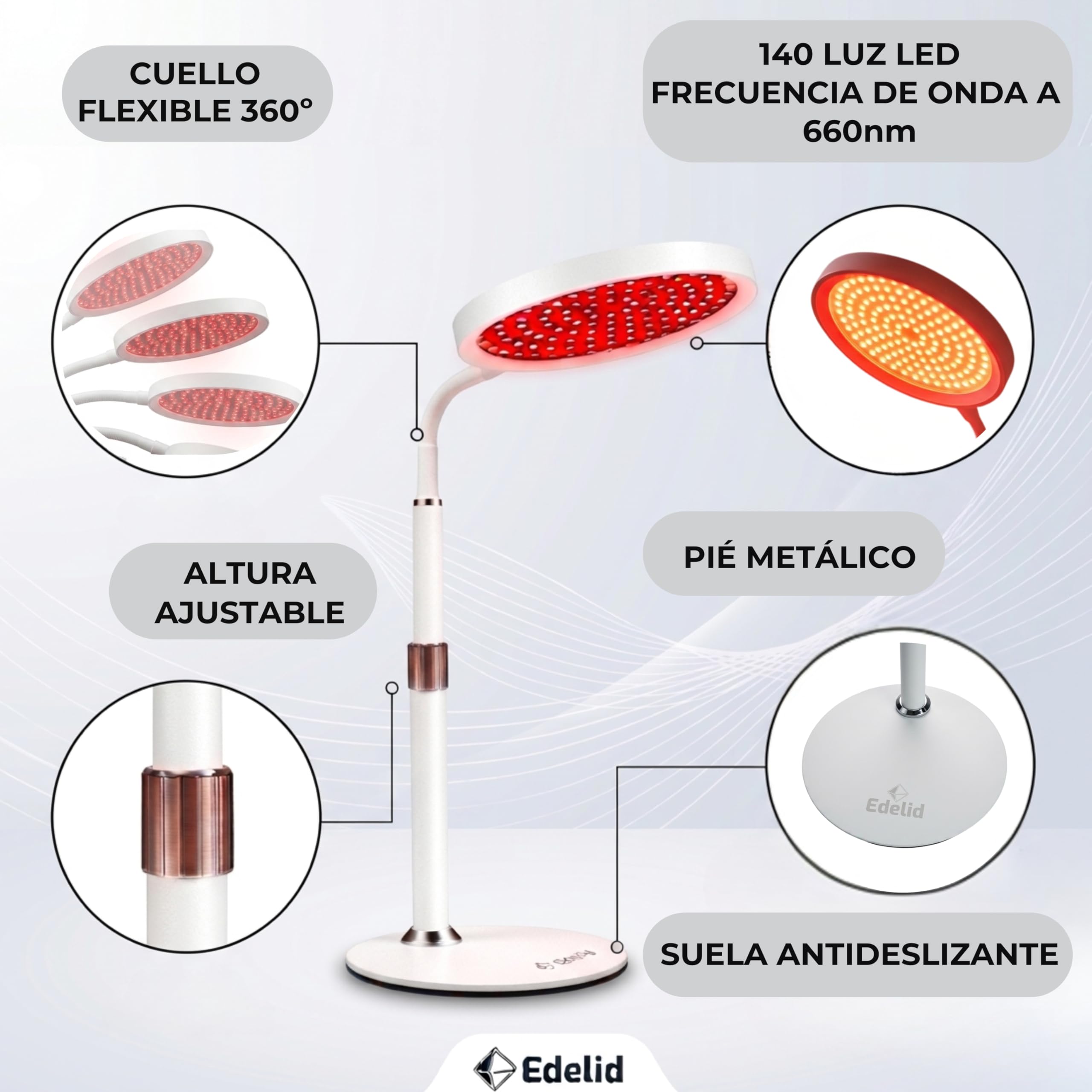 Lampara luz roja Red light therapy: Mejora la piel, descanso reparador, cura lesiones y más vitalidad - Promueve la producción natural de magnesio, colageno, melatonina, vitamina D y hierro