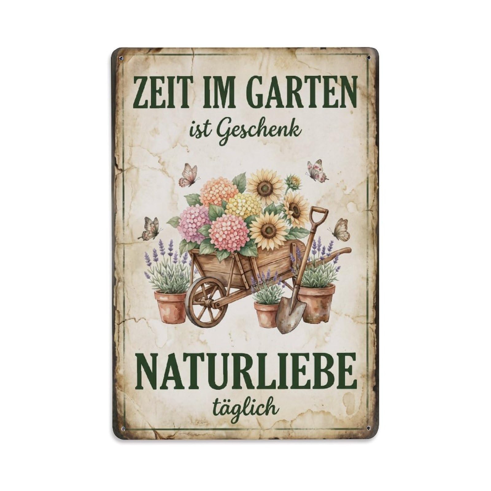 Vintage Funny Garden Time Gift Rustic Gate Flourish Metal Tin Sign Plaque Wall Decor for Cafe, Club Bar, Office, Garden Metal Poster 8x12Inch