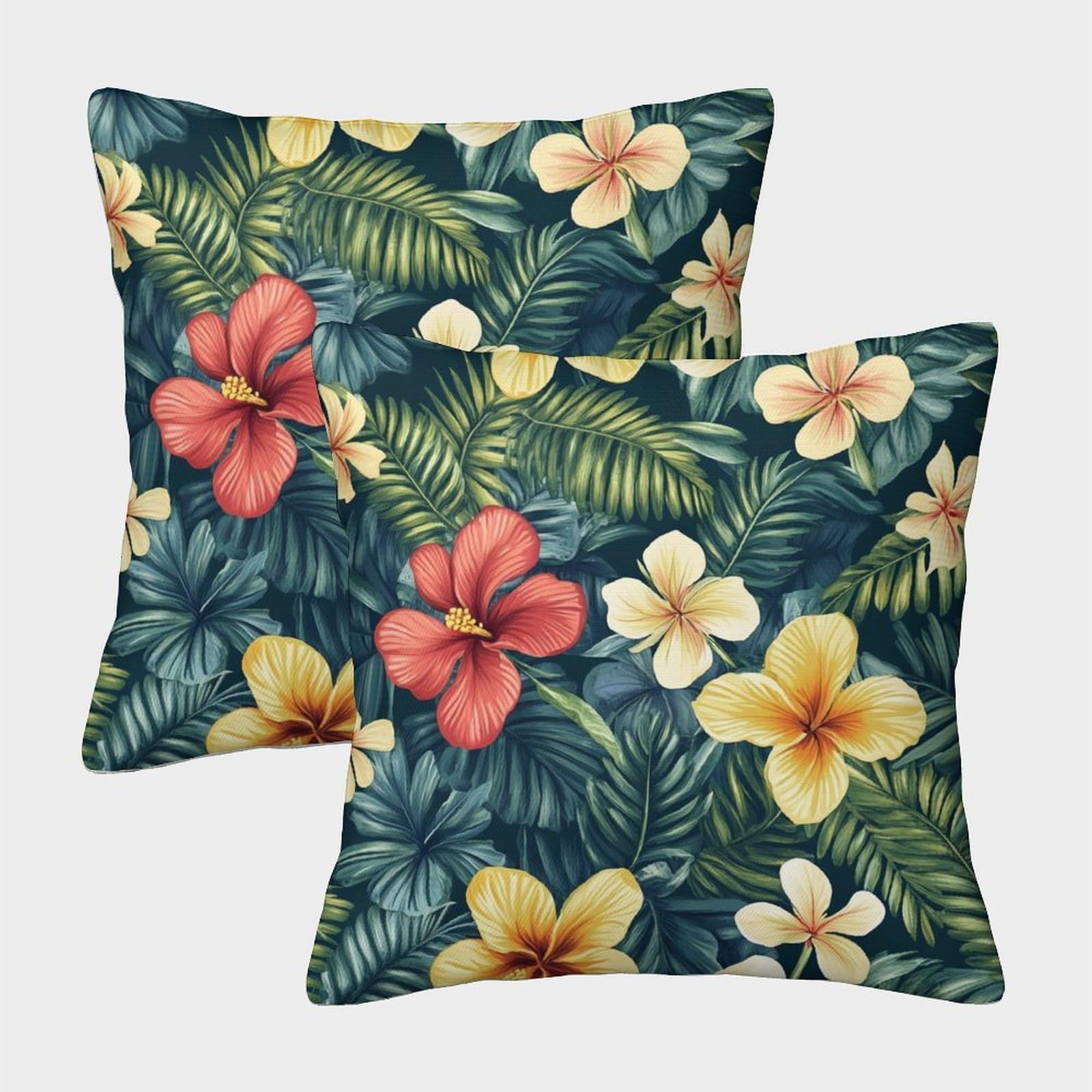 kaiyun 2 Pack Flowers,Tropical Plants Pillow Case Home Decoration Sofa Cushion Cover 50x50cm
